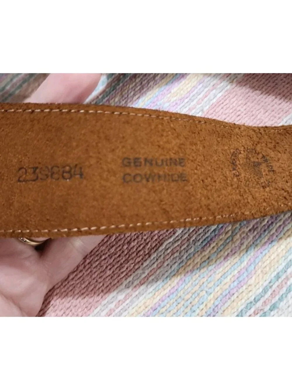 Vintage Leather Belt Etched Filigree Asymmetrical Buckle BOSTON 1987 USA Rare